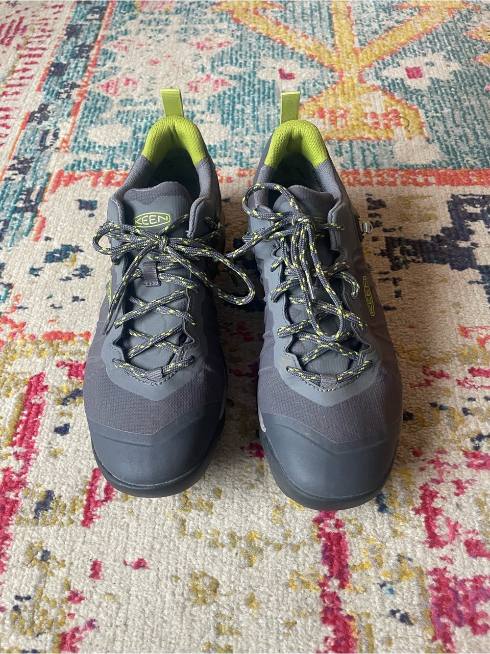 KEEN Men's Gray and Lime Trail Low-Top Waterproof Athletic Shoes “Explore”